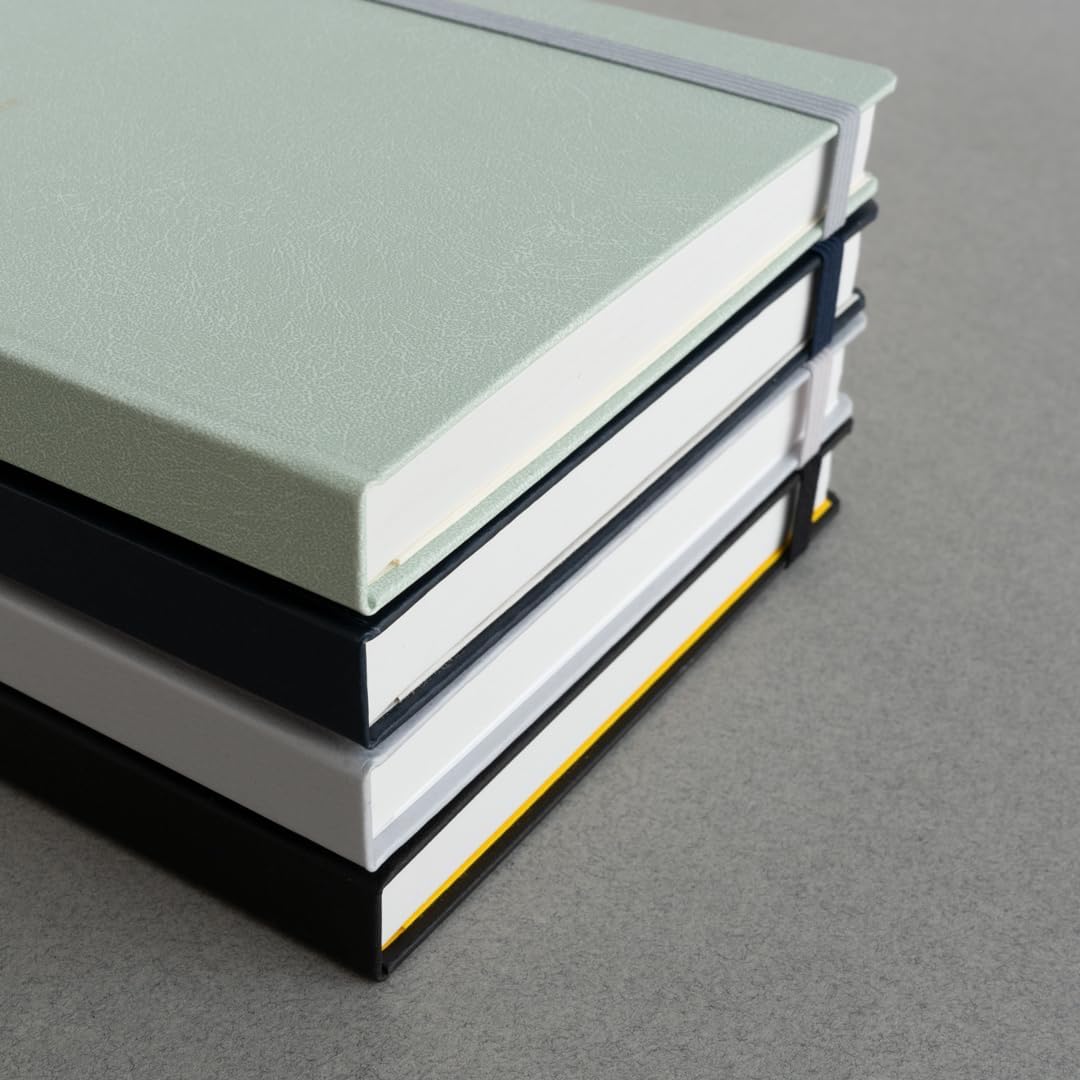 Maruman Mnemosyne Lined Notebook- Vertical A5, 5.83" x 8.27", 70 Sheets / 140 Pages, 7mm College Ruled With Center Line Journal, Perforated Pages & Wire-Bound to Lay Flat, Black, Made in Japan - Colors B