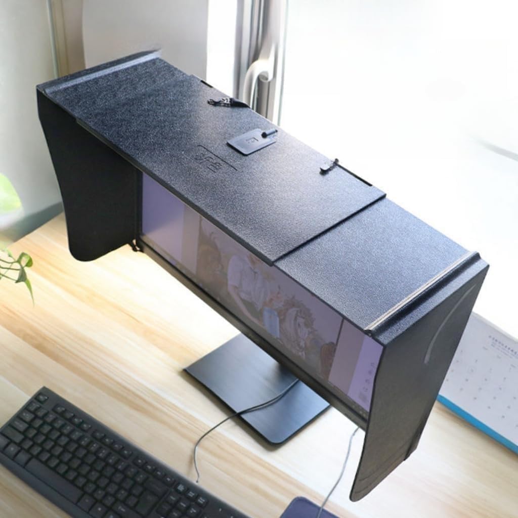17–27 Inch Foldable Adjustable Monitor Hood | Privacy Sunshade (Fits 16.15–27.95in W/41–71cm, ≤14.17in H/≤36cm) | Not for Curved Monitors