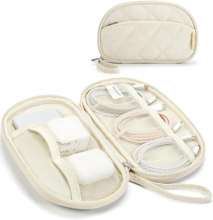BAGSMART Electronics Organizer Travel Case, Cord Organizer for Women, Travel Cable Bag (Beige)