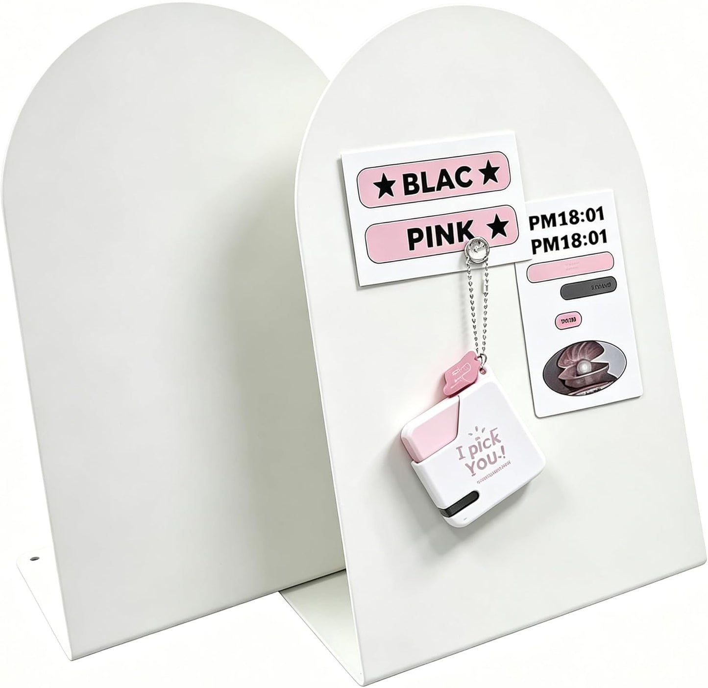 2 Pack Magnetic Bulletin Board with Stand, Magnetic Board, Magnet Board, Metal Tabletops Memo Photos/Souvenir Display Board Magnet Desk Display Stand for Home School Office Kitchen Decoration