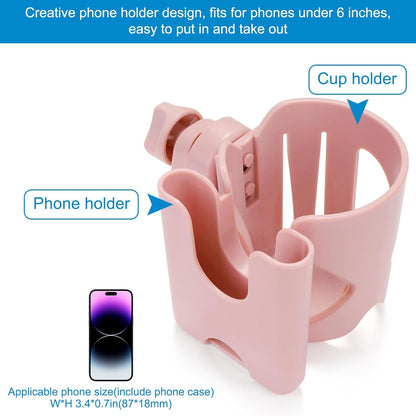 Accmor Stroller Cup Holder, Universal Cup Holder for Stroller Walker Bike, 360° Rotatable Large Caliber Designed Bottle Holder for Stroller, Bike, Wheelchair, Scooter