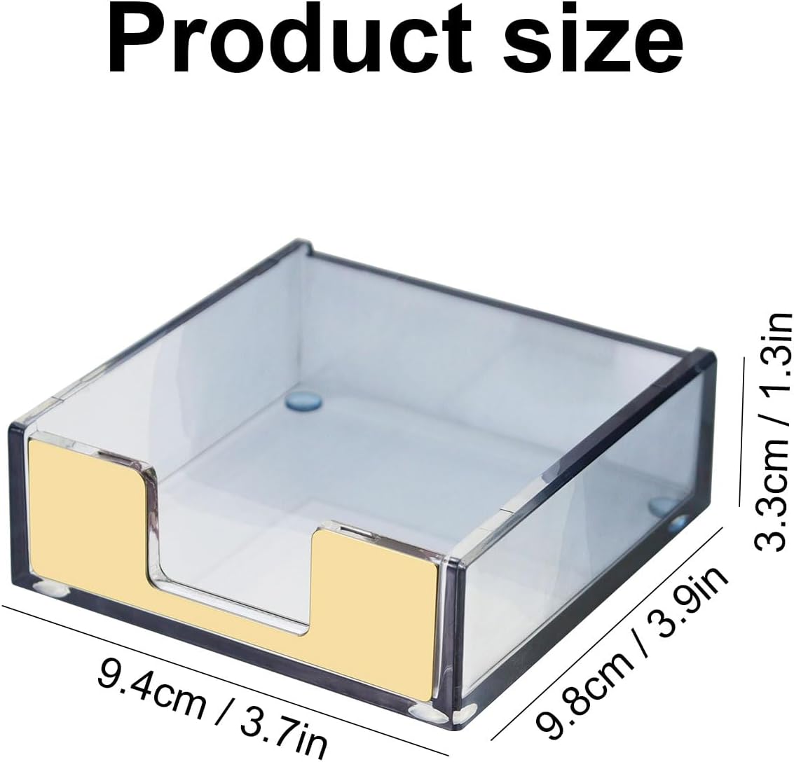 MultiBey Gold Sticky Notes Holder Clear Acrylic Memo Pad Dispenser Post it Note Holder Desk Supplies Organizer Accessories for Office Home Schools (Gold)