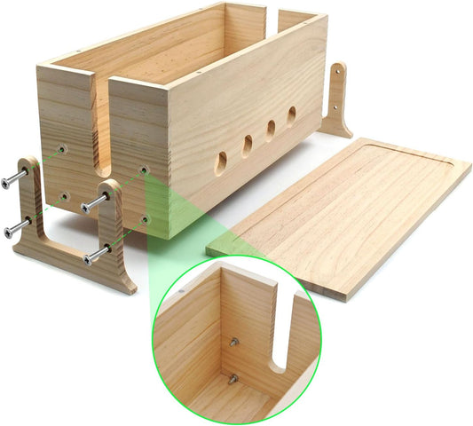 Large Cable Management Box, Wood Cord Hider Box & Organizer for Power Strip Hider Cable Storage for Office, TV Wires, Desk Cord Organizer, 14.1" x 6" x 6.3", Vintage Walnut