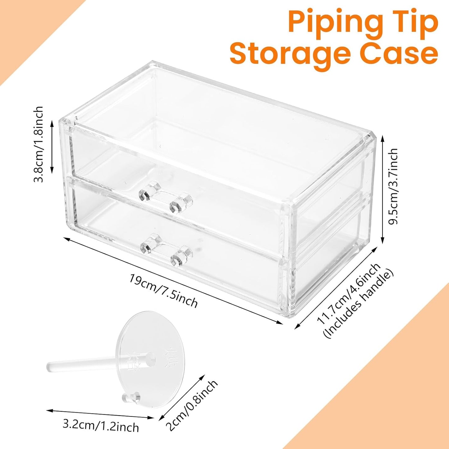 Acrylic Makeup Organizer 2 Drawer Transparent Makeup Storage Box with DIY Flower Nails Tips Jewelry Cosmetic Organizer Dustproof Drawer for Bedroom, Bathroom, Countertop Dresser 7.5 x 4.72 x 3.9 Inch