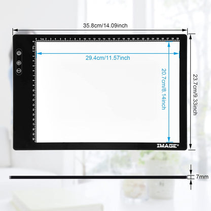 Rechargeable Magnetic A4 LED Light pad, IMAGE Tracing Pad, Ultra-Thin USB Powered with Memory Function Light Box, Great for Diamond Painting, Animation, Tattoo, Sketching and Design (6000K Black)