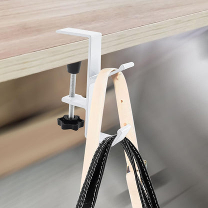 Desk Mount Bag Holder Hook Clamp-On Backpack Hanger Portable Desk Mount Headphones Holder Reduce Desk Clutter for Table Desk, Under Counter (Black)