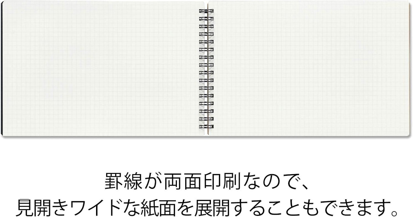Maruman Mnemosyne Lined Notebook- Vertical A5, 5.83" x 8.27", 70 Sheets / 140 Pages, 7mm College Ruled With Center Line Journal, Perforated Pages & Wire-Bound to Lay Flat, Black, Made in Japan - Colors B