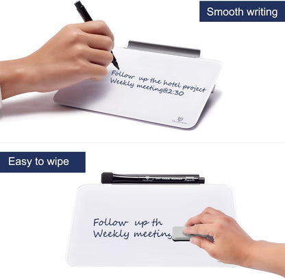 Desktop Glass White Board with Storage ＆ Small Desktop Glass Dry-Erase whiteboard