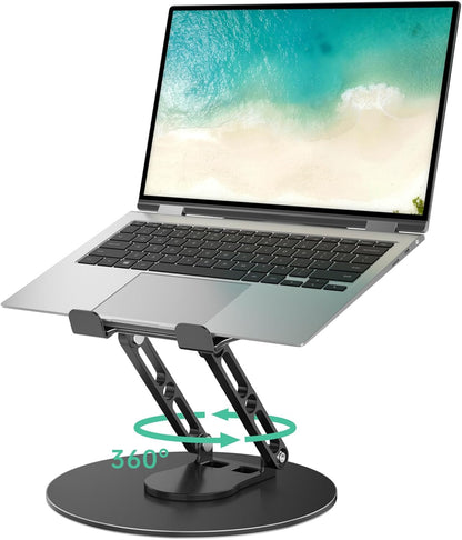Laptop Stand for Desk Adjustable Computer Stand with 360 Rotating Base Ergonomic Laptop Riser Mount for Desk Foldable Protable Computer Desk Fits with MacBook Pro Air, Rectangle