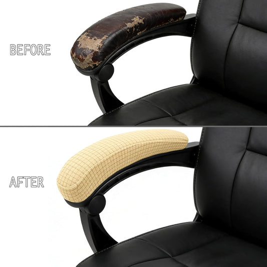 Melaluxe Stretch Office Chair Armrest Covers, Arm Rest Slipcovers (Black)