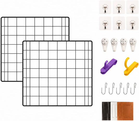 NACETURE 4 Pack Heavy-Duty Grid Wall Panels 12x12 – Double Wire Reinforced Wire Mesh Organizer, 30 lbs Capacity, Wall Display with Hooks & Accessories – Easy to Install for Home, Office & Décor