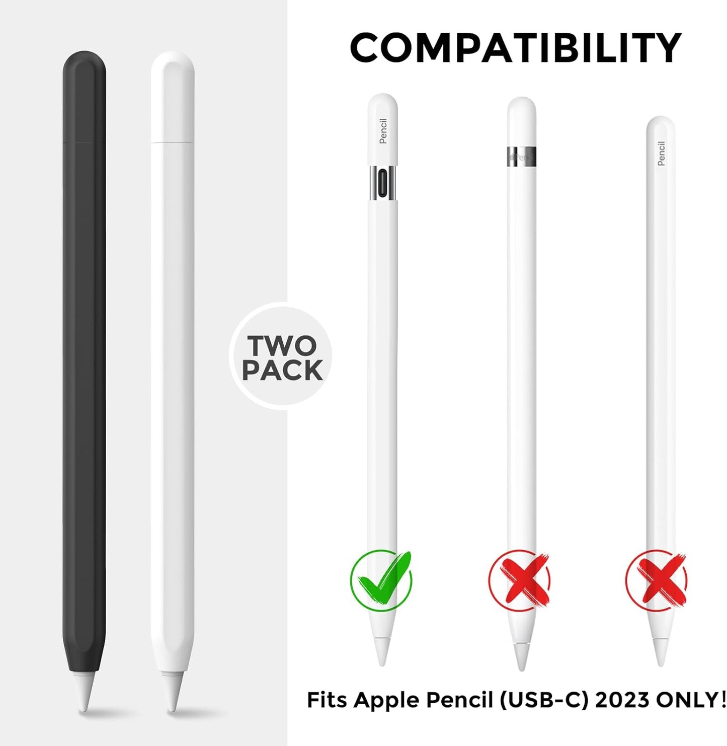 AhaStyle Silicone Case for Apple Pencil (USB-C) 2023 Ultra Thin Proteative Cover Skin Apple Pencil Sleeve Anti-Slip Grip Compatible with Apple Pencil USB C (Lavender)