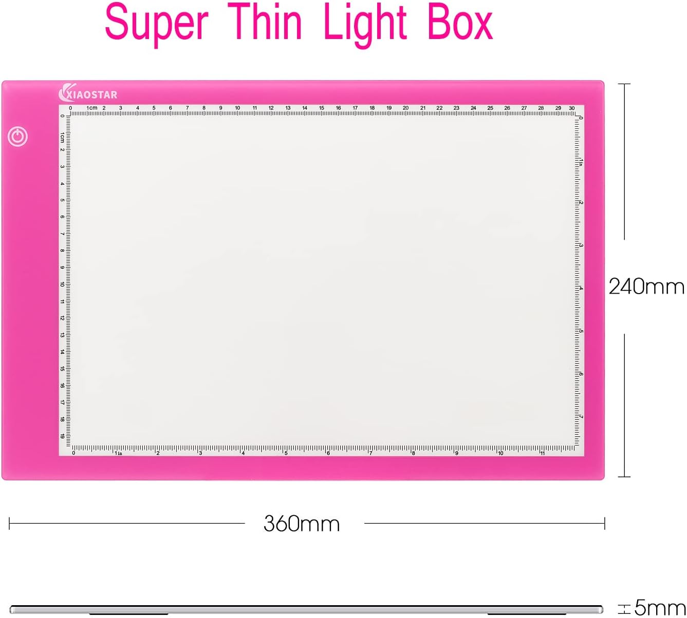 XIAOSTAR Light Box Drawing Pad A5, Tracing Board with Micro USB Cord Charge Cable and Brightness Adjustable for Artists, AnimationDrawing, Sketching, Animation, X-ray Viewing (A5) Not Rechargeable