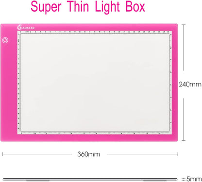 XIAOSTAR Light Box Drawing Pad A5, Tracing Board with Micro USB Cord Charge Cable and Brightness Adjustable for Artists, AnimationDrawing, Sketching, Animation, X-ray Viewing (A5) Not Rechargeable
