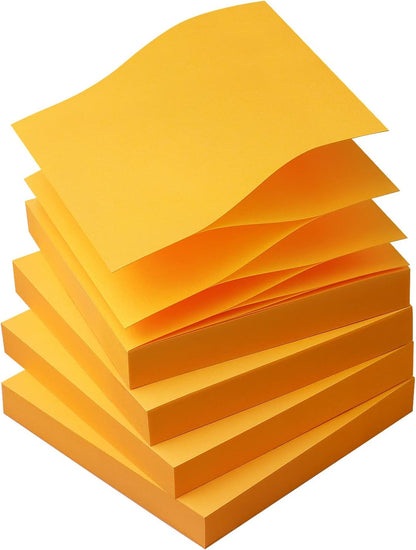 Osboo Sticky Notes 3x3 Pop Up Self-Stick Notes Pads with 6 Bright Colors, Easy to Post for Office, School, Home, 6 Pads/Pack, 100 Sheets/Pad(Pop Up)