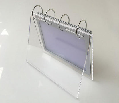 4x6 Flip Clear Slant Back Acrylic Sign Holder,V Type Desktop Double Sided Display Holder Horizontal Stand Menu Holders,PVC Photo Clip Display 7 Pockets-14 Sides Desk Calendar Album