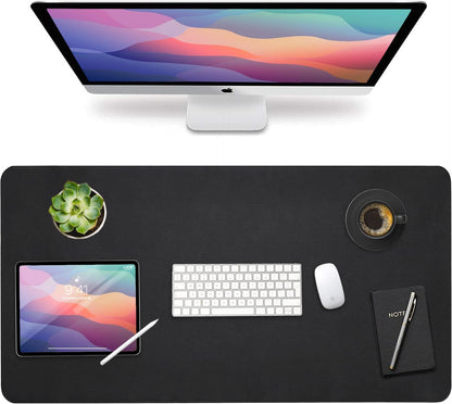 Vine Creations Leather Desk Mat 24" x 17", Desk Protector, PU Leather Desk Pad, Non Slip Small Desk Pad Mat, Desk Blotter, Desk Pads on Top of Desks, Home or Office Small Desk Mat (Black)