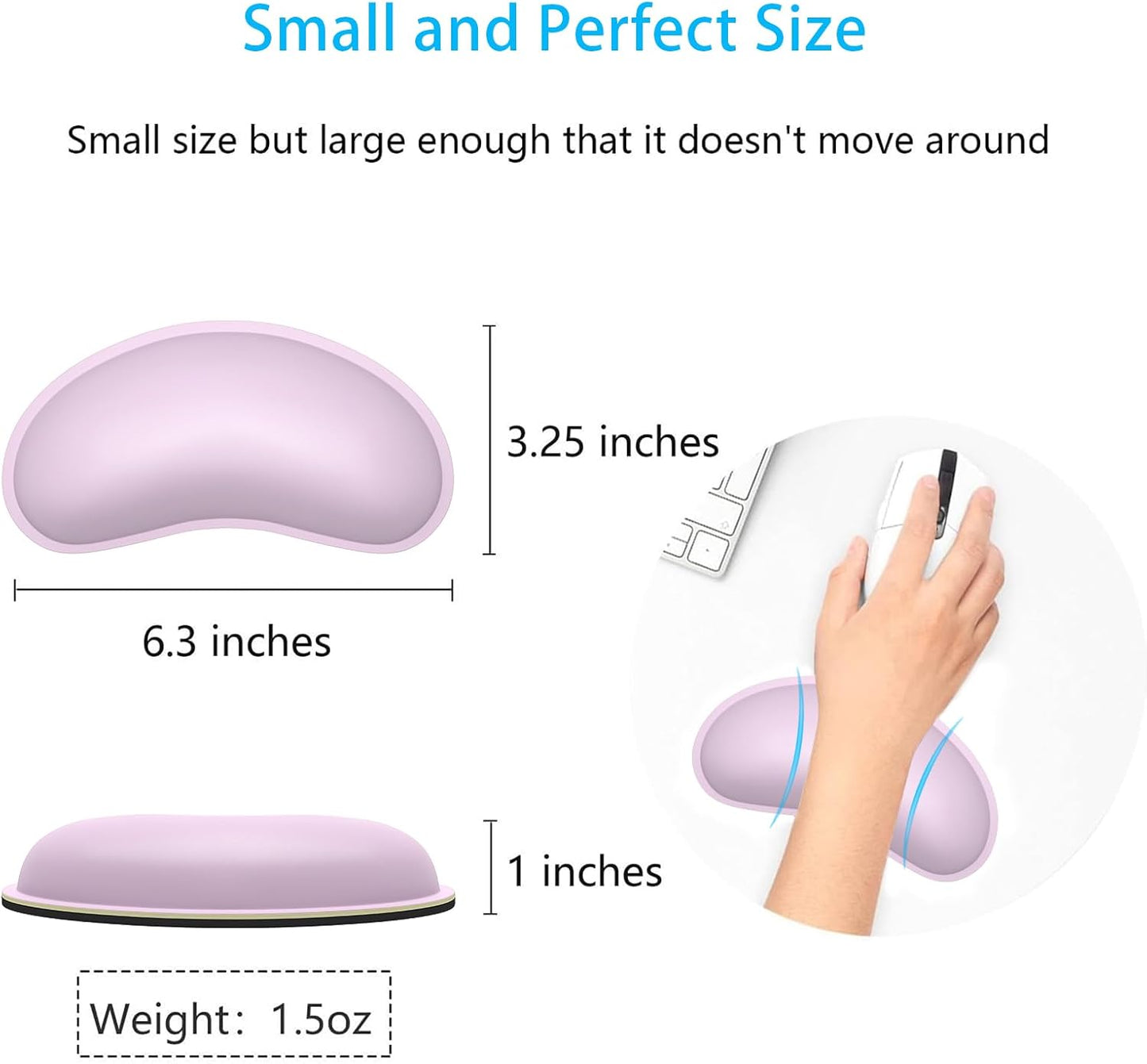 Dapesuom Mouse Wrist Rest, Ergonomic Memory Foam Mouse Wrist for Computer Desk Mats Support, PU Leather Hand Rest Pad Cushion for Gaming, Laptop, Men, Women, Pain Relief & Easy Typing, Black
