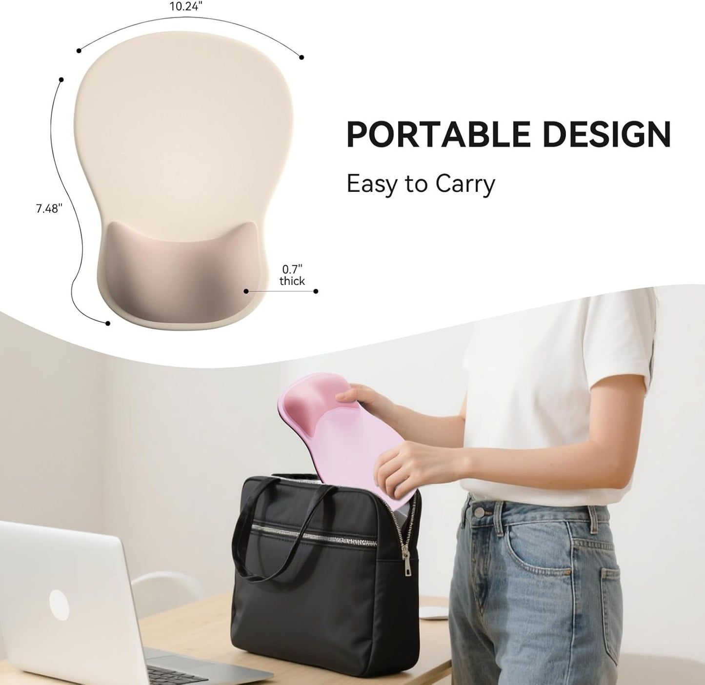 Ergonomic Mouse Pad with Wrist Rest,Cute Gel Mousepad Wrist Support - Small Mini Portable for Travel Mouse Pads for Desk Laptop,Computer,Office & Home Decor (Pink&Light Pink)