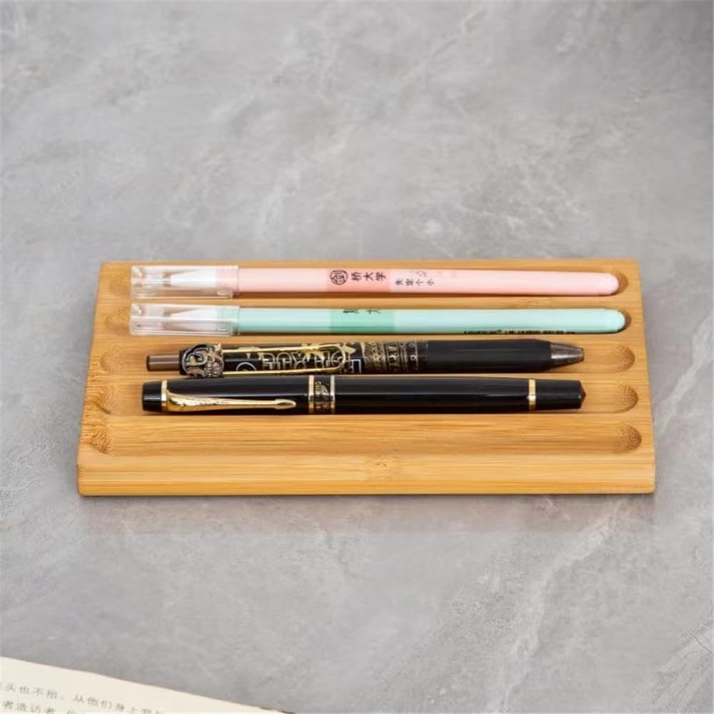 Pen holder Organizer of Office desks,Walnut Desk Pen Stand,Wave Pen Tray Accessory,Teacher Gifts,Suitable for School,Home,Desktop Art Accessories (Walnut, 5 Grid)