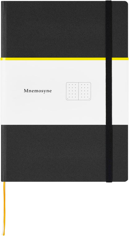 Maruman Mnemosyne Lined Notebook- Vertical A5, 5.83" x 8.27", 70 Sheets / 140 Pages, 7mm College Ruled With Center Line Journal, Perforated Pages & Wire-Bound to Lay Flat, Black, Made in Japan - Colors A