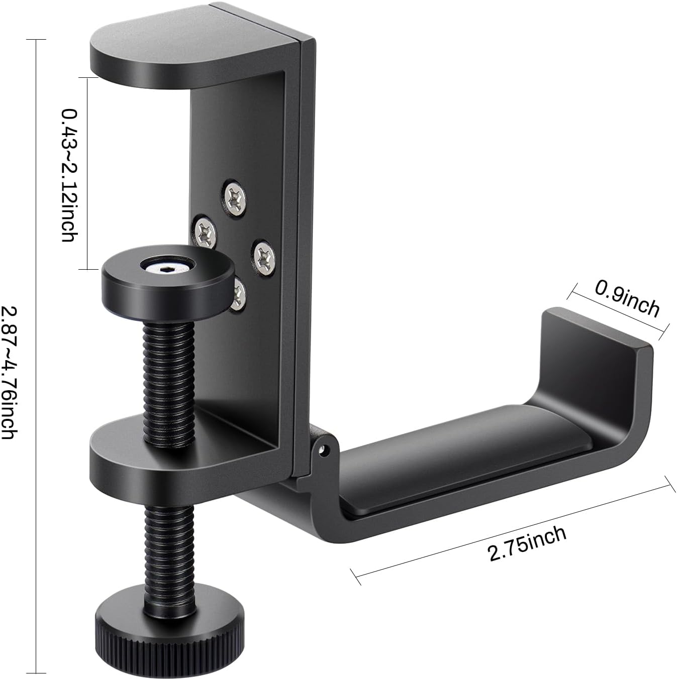 All Aluminum Foldable Headphone Holder for Desk, Headset Stand for Desk,Backpack Holder Hook for Desk,Table Bag Hook,Under Desk Clamp Hook for Gaming PC Accessories,Black