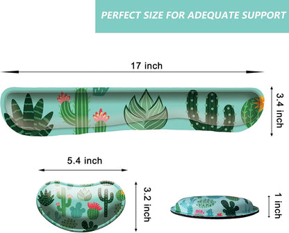 Keyboard Wrist Rest Mouse Wrist Support Set, Memory Foam Wrist Rest Pad for Computer Laptop Keyboard Mouse, Ergonomic Wrist Cushion Support for Typing Pain Relief, Gaming Home Office, Flowers Grass