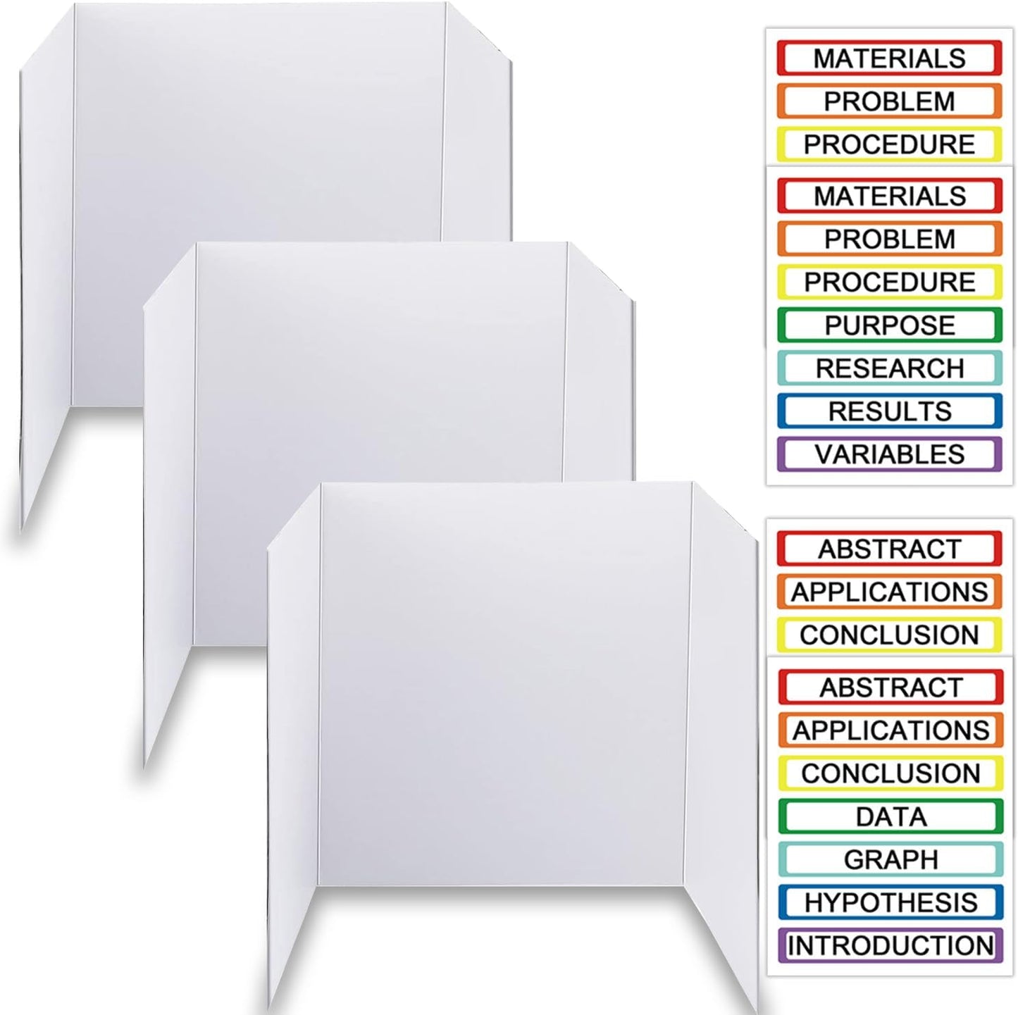 3-Pack Black Trifold Display Boards, 24 x 16 Inches Tri-Fold Corrugated Presentation Boards for Classroom Projects, Science Fairs, Business Events, and Exhibits