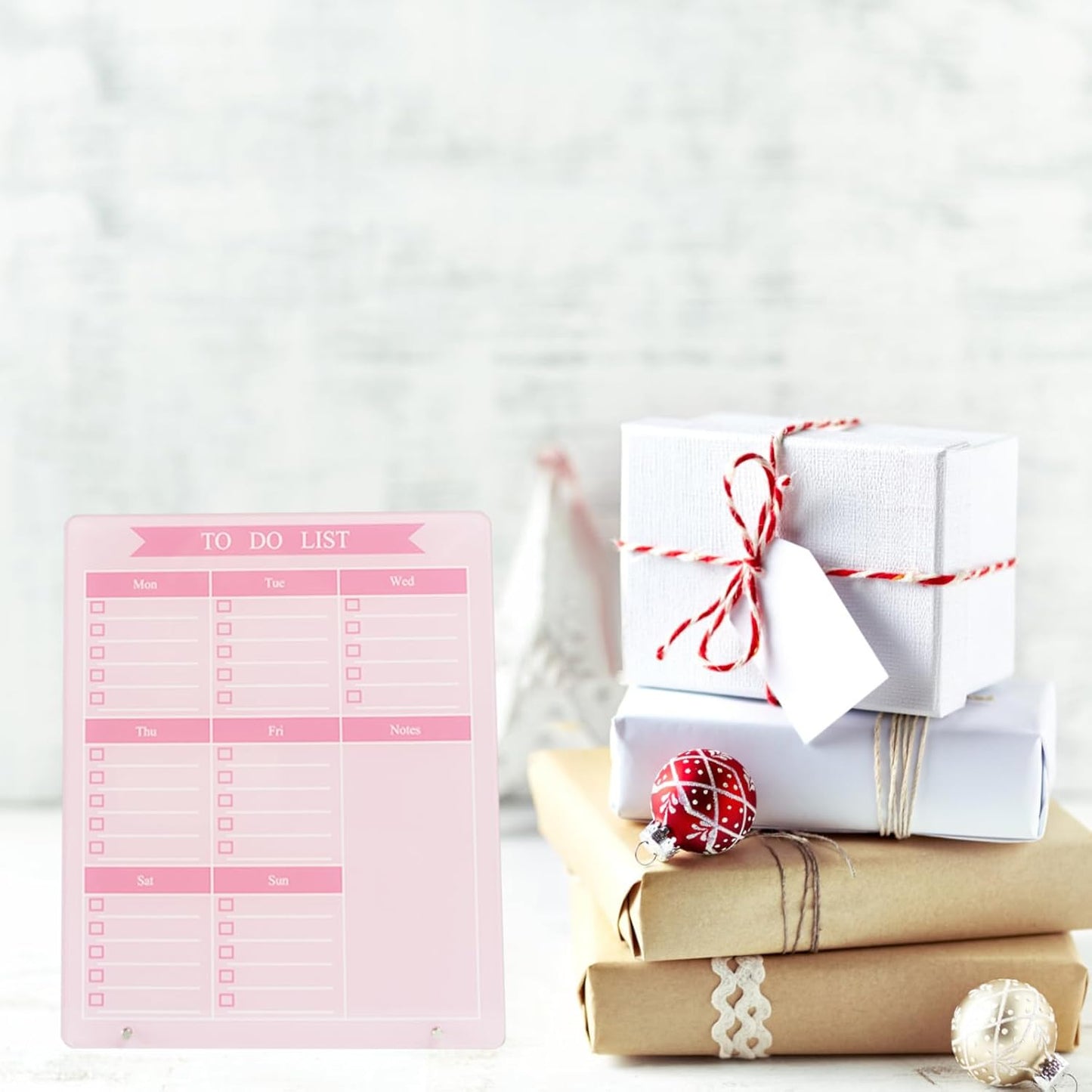 Weekly Planner Dry Erase Board for Desk,10''x12'',Acrylic Desk Calendar to Do List Planner Board with Stand,Pink Dry Erase White Board for Home Office School-ZL-P-2530