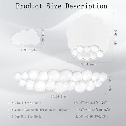 Cloud Keyboard Wrist Rest Dark Green Mouse Pad with Wrist Rest Ergonomic Wrist Pad Memory Foam Non-Slip Wrist Support for Computer Laptop Gaming Home Office Relief Typing Pain Green