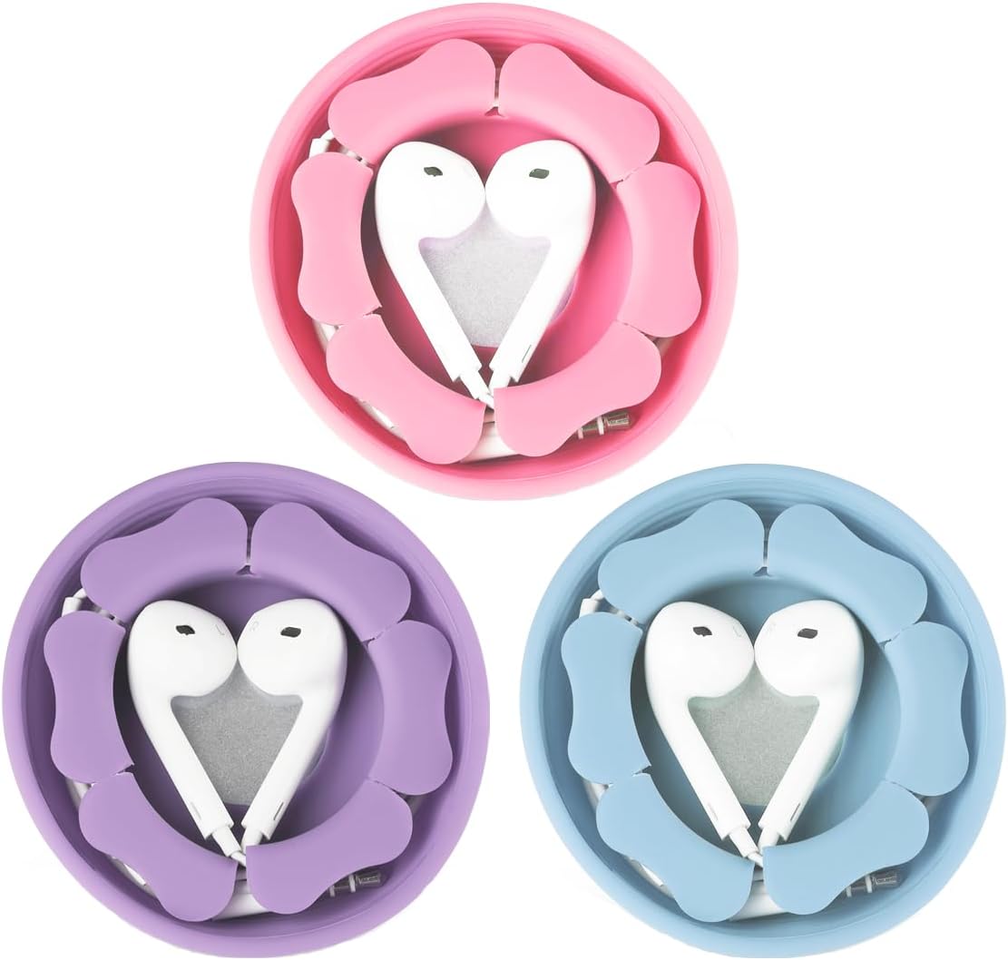 MAIRUI Wired Earbud Case 3 Pack Earphone Headphone Cord Organizer Earbuds Wrap Soft Silicone Magnetic Holder Storage Tangle Free Cable Winder(Red/Blue/Green)
