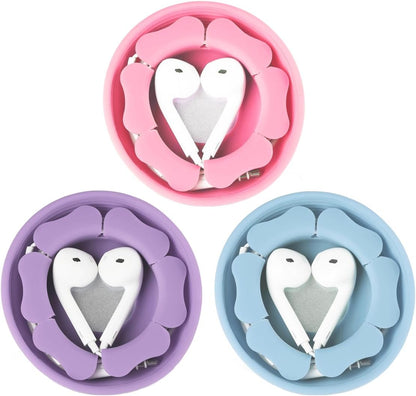 MAIRUI Wired Earbud Case 3 Pack Earphone Headphone Cord Organizer Earbuds Wrap Soft Silicone Magnetic Holder Storage Tangle Free Cable Winder(Red/Blue/Green)