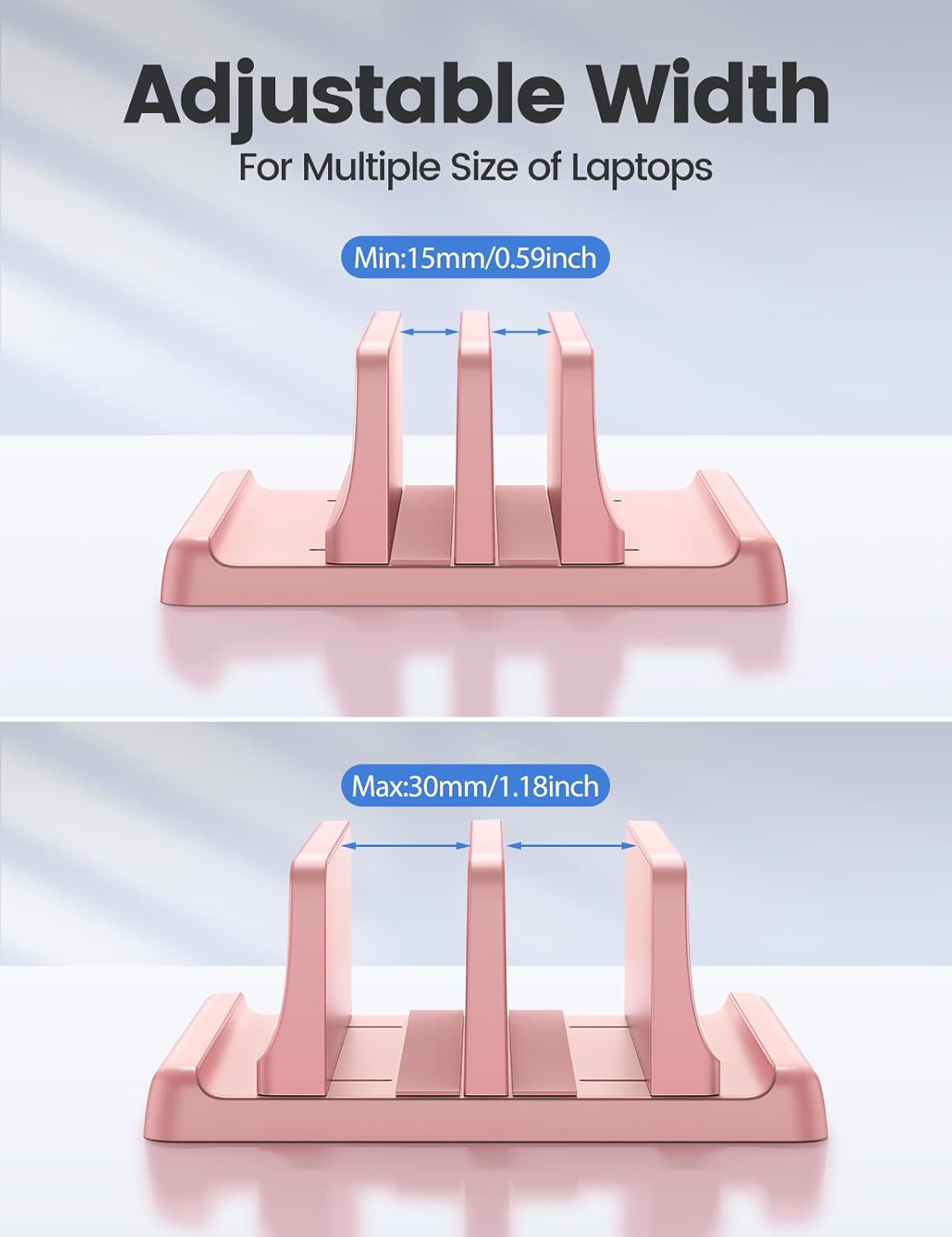 Vaydeer Vertical Laptop Stand for Desk,Dual Slots Plastic Laptop Holder with Space Saving 4-in-1 Design,Adjustable Laptop Organizer Storage Supports for MacBook,Mac,HP,Dell,Microsoft Surface,Lenovo