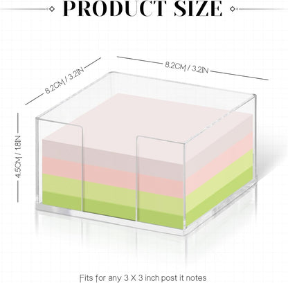 Acrylic Post It Note Dispenser,3 x 3 Sticky Note Holder,Post It Note Holder for Desk,Acrylic Sticky Note Holder for School and Office Desk Organizer