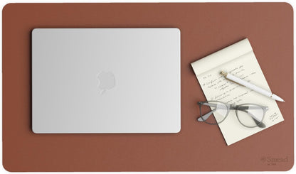 Smead Desk Pad, Vegan Leather Desk Mat with Non-Slip Faux Suede Backing, Perfect Desk Organizer for Office Decor, 31.5” x 15.7” Medium, Sandstone (64831)