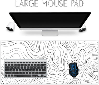 HGWALP Black Topographic Large Gaming Mouse Pad Extended XXL(900 * 400 * 3MM) Mouse Mat Long Desk Pad with Stitched Edges for Keyboard Home Office Gaming Work Big Desk Mat