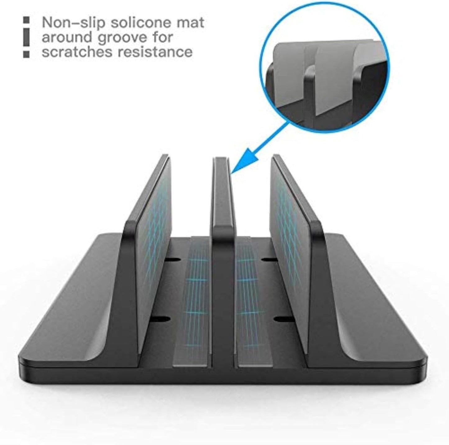 Universal Laptop Vertical Stand, Dual Desktop Adjustable Notebook Stand (up to 17.3 inches) for Samsung/HP/Dell/Chrome Book laptops (Silver)
