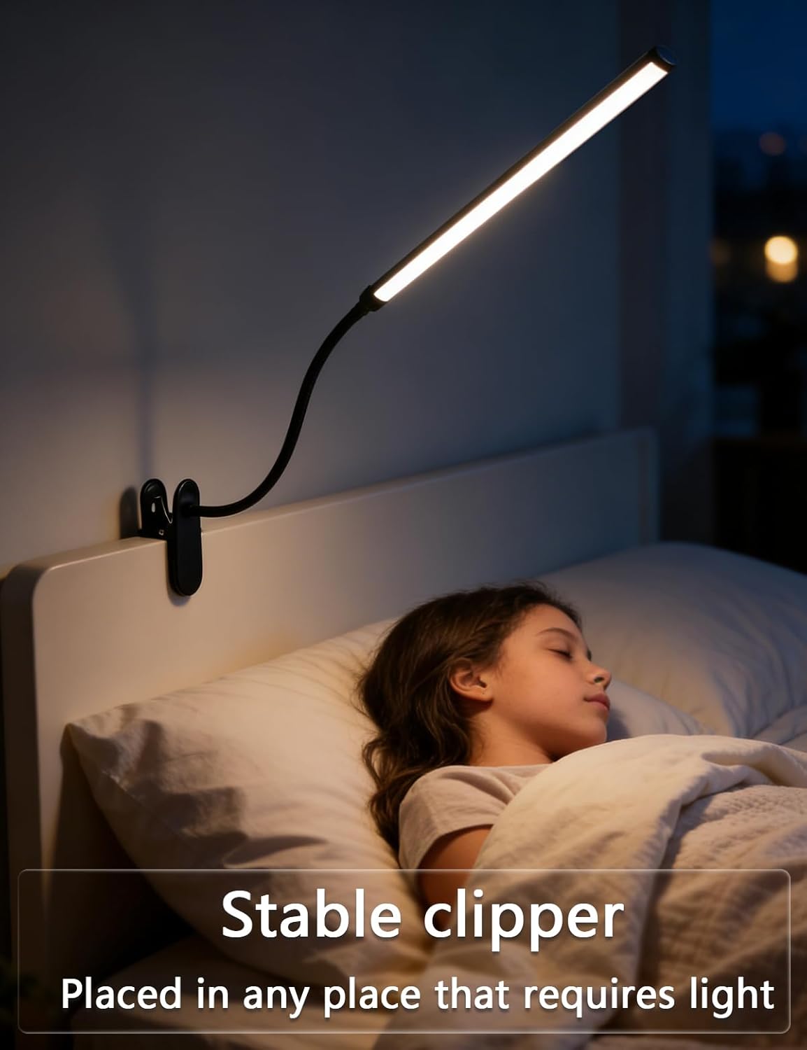 2 Pack Clip On LED Desk Lamp, 3 Lighting Modes 10 Brightness Levels, Flexible Goose Neck Swing Arm Task Lamp, Eye Caring USB Powered Clamp Light for Home Office Study Reading Bedside