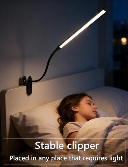2 Pack Clip On LED Desk Lamp, 3 Lighting Modes 10 Brightness Levels, Flexible Goose Neck Swing Arm Task Lamp, Eye Caring USB Powered Clamp Light for Home Office Study Reading Bedside