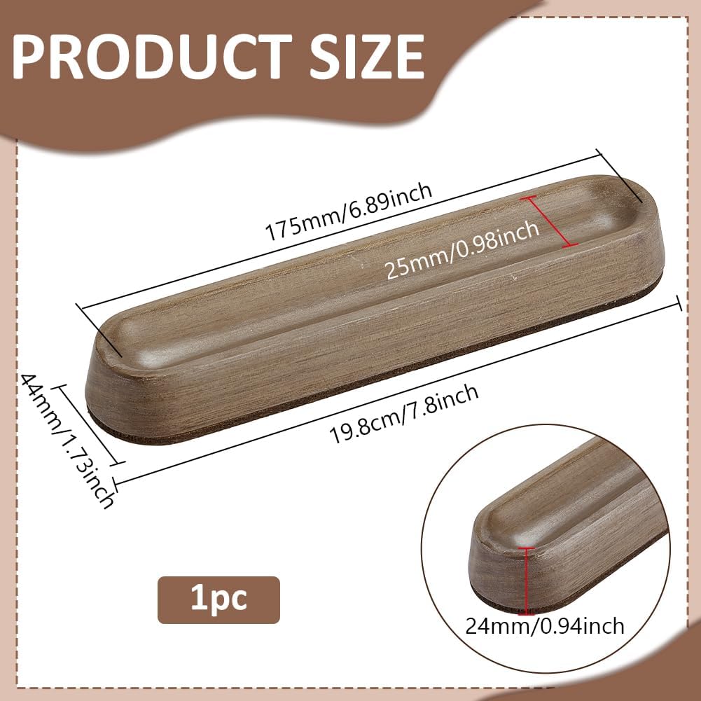 BENECREAT Walnut Wood Pen Tray, Long Oval Wooden Pencil Holder, Wooden Desktop Organizer Rest, Office and School Supplies, Gift for Student Teacher Writer(Coffee, 7.9x1.8x0.9 inch)