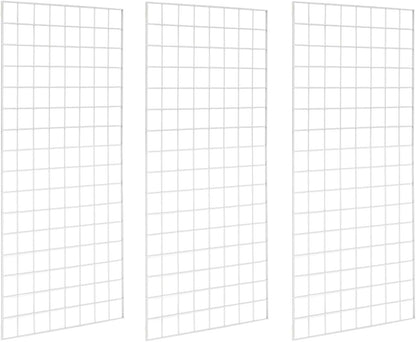 Grid Wall Commercial Grade Gridwall Panels – Heavy Duty Grid Panel for Any Retail Display Wall Grid 2' Width x 6' Height, White (Pack of 3)