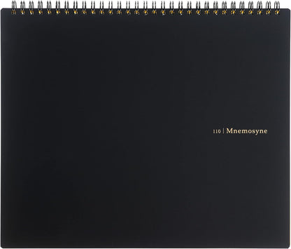 Maruman Mnemosyne Lined Notebook- Vertical A5, 5.83" x 8.27", 70 Sheets / 140 Pages, 7mm College Ruled With Center Line Journal, Perforated Pages & Wire-Bound to Lay Flat, Black, Made in Japan - Colors B