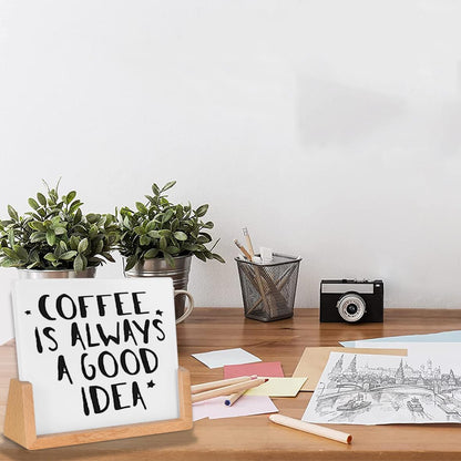 Desktop Glass Whiteboard with Walnut Wood Base,Small Dry Erase Board, Black Writing Note Pad, Desk White Board,Glassboard for Tabletop Display(Walnut Base,Glass)