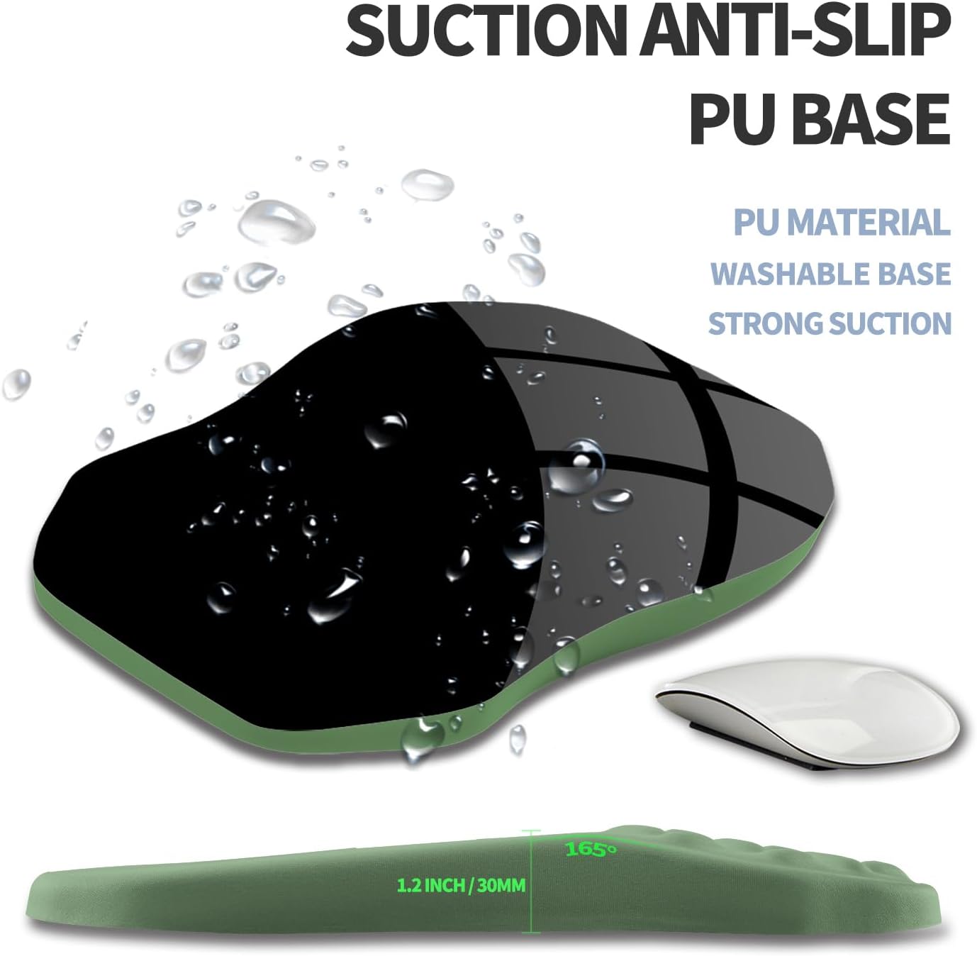 Ergonomic Raised Mouse Pad Wrist Support with Bilateral Slope Memory Foam Mousepad for Wrist Rest and Carpal Tunnel Pain Relief 11.8x7.9〃 Black