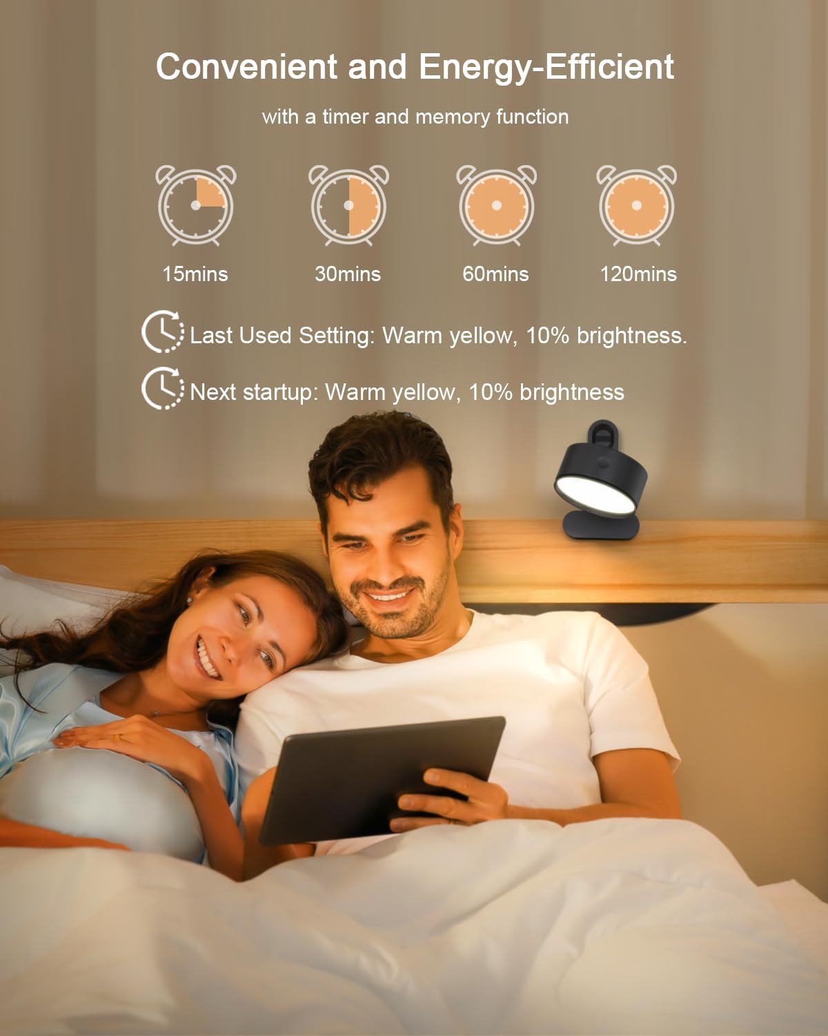 Clip on Light with 5000mAh Rechargeable Battery Operated, Eye Care Reading Light for Bed with 360° Rotation Touch & Remote, USB Clamp Light with 3 Color Modes & Dimmable for Headboard Bedside (white)
