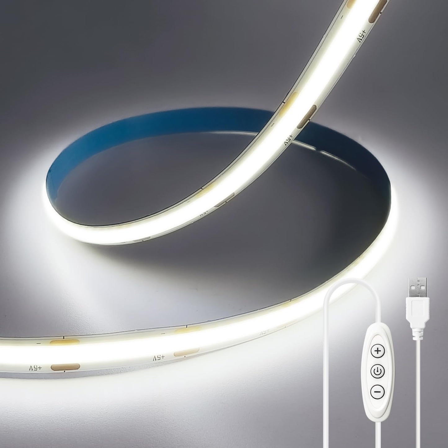 32.8FT/10M Blue COB LED Strip Light, 3200LEDS LED Tape Lights, High Bright CRI93+ Flexible Dimmable Light Strip for Bedroom TV Backlight Monitor Gaming Room Bar Decor(with Plug)