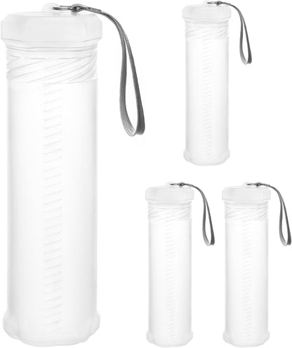 QWORK Extendable Artist Storage Tube - Durable Plastic, 2 Pack Adjustable Length 8.5" to 15", 2.4" Width, Translucent with Carrying Lanyard for Brushes, Pens & Watercolor Supplies