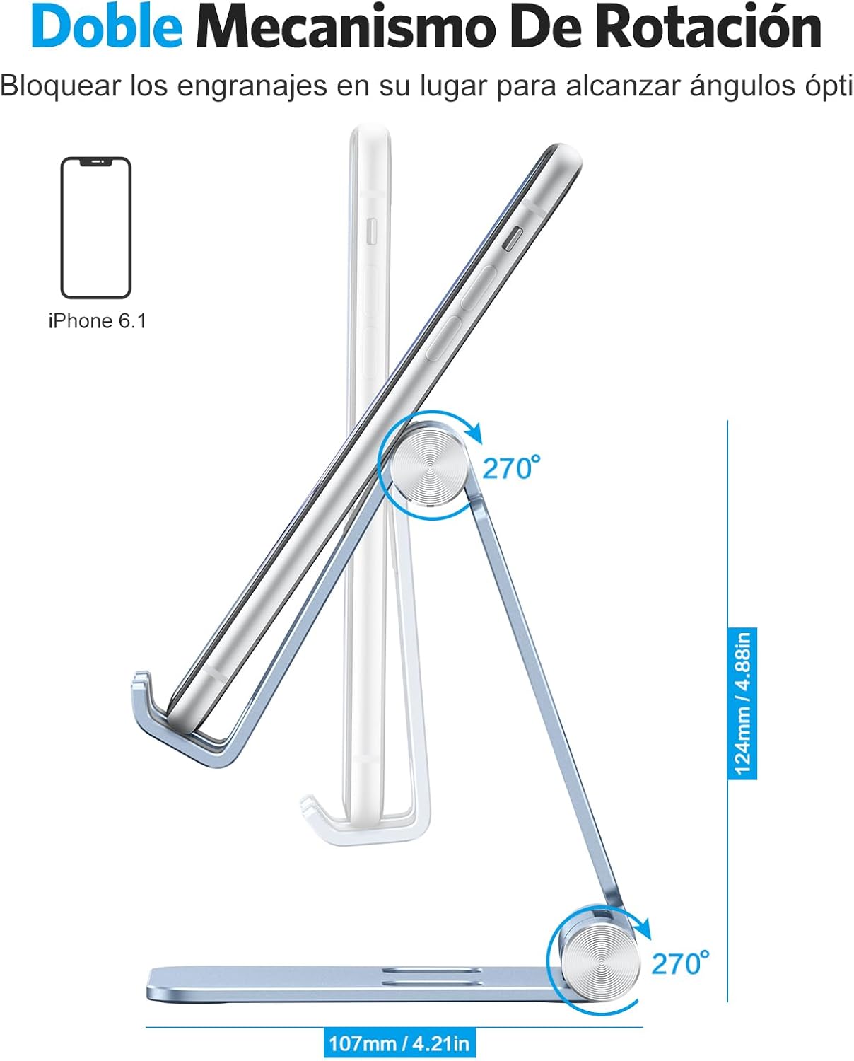 OMOTON Foldable Cell Phone Stand, C4 Portable Aluminum Phone Holder, Adjustable Phone Dock Cradle for iPhone 17/16/15 Pro Max Air, Small Tablets, Smart Phones, Women Men Gift for Fathers Day, Silver