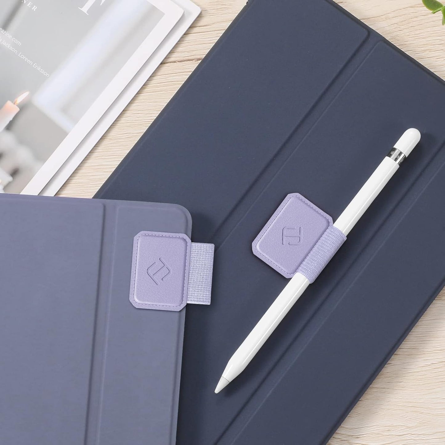Fintie 4 Pack Pen Loop Holder for Apple Pencil Pro, Apple Pencil (USB-C / 1st / 2nd Generation) and Stylus Pens, Elastic Adhesive Leather Sleeve Attached to Cases, Black