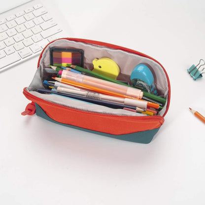 Sooez Wide-Opening Pencil Pen Case, Lightweight & Spacious Pencil Bag Pouch Box Organizer, Aesthetic Supply with Triangular Design for Adults, Grey